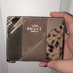 Coach Snap Wallet With Patchwork And Snake Print